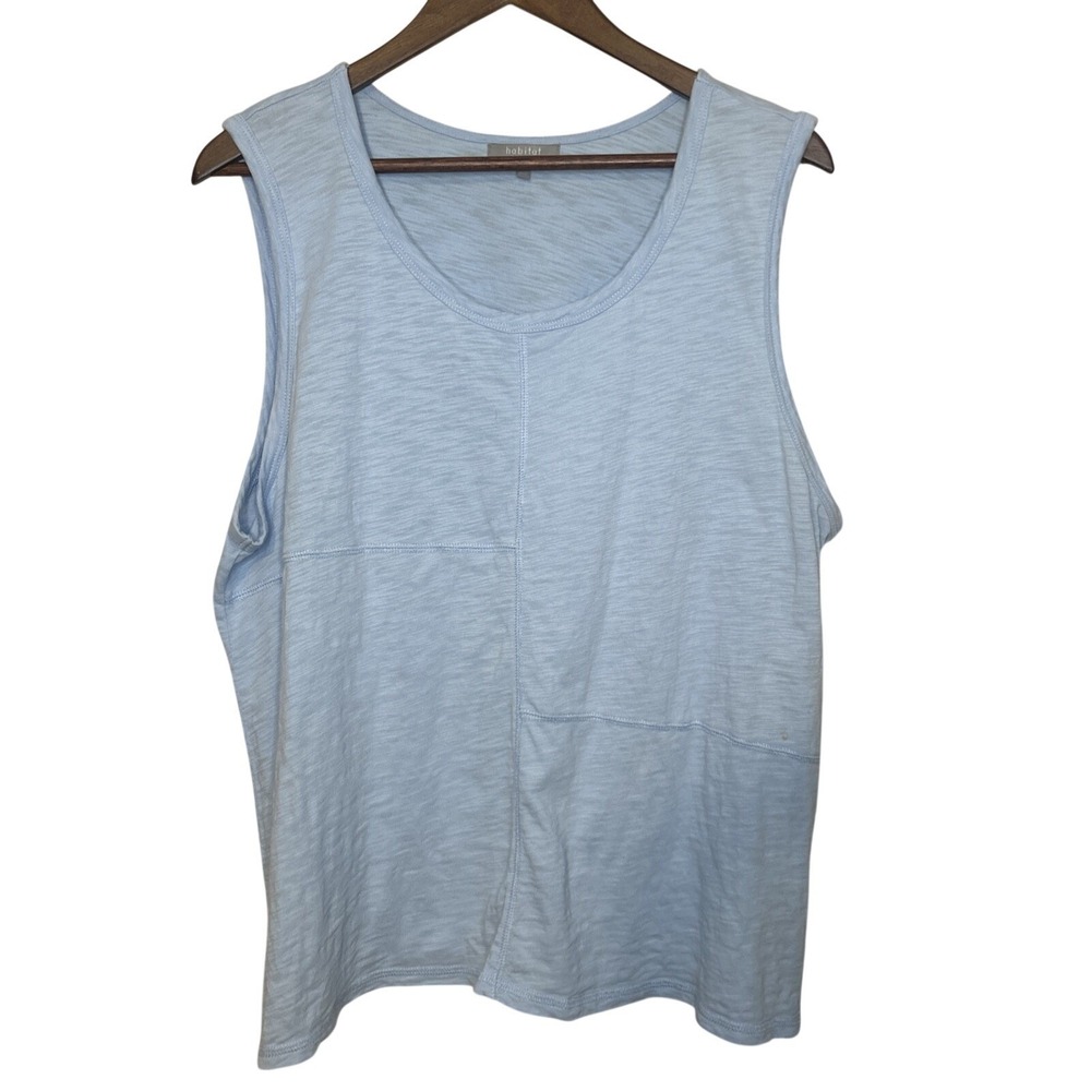 Habitat Blue Sleeveless Layering Tank Peru Cotton Lightweight Scoop Slub Knit XL